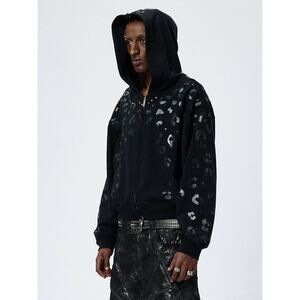 Leopard Cheetah Print Zip Up Hoodie Jeremy Scott x Adidas Black Panther Style